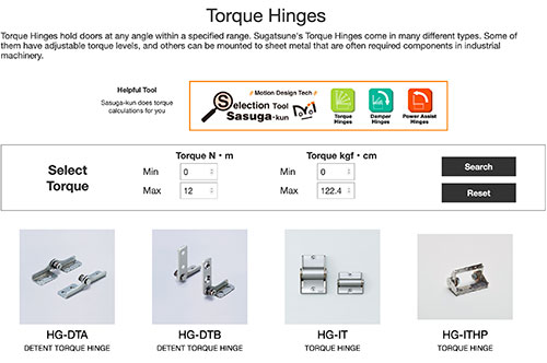 Category page for torque hinges