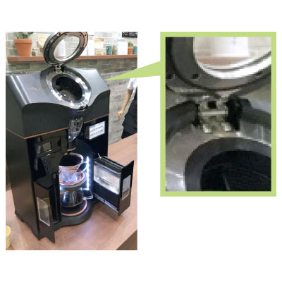 Example of torque hinge being used in coffee machine to keep it open